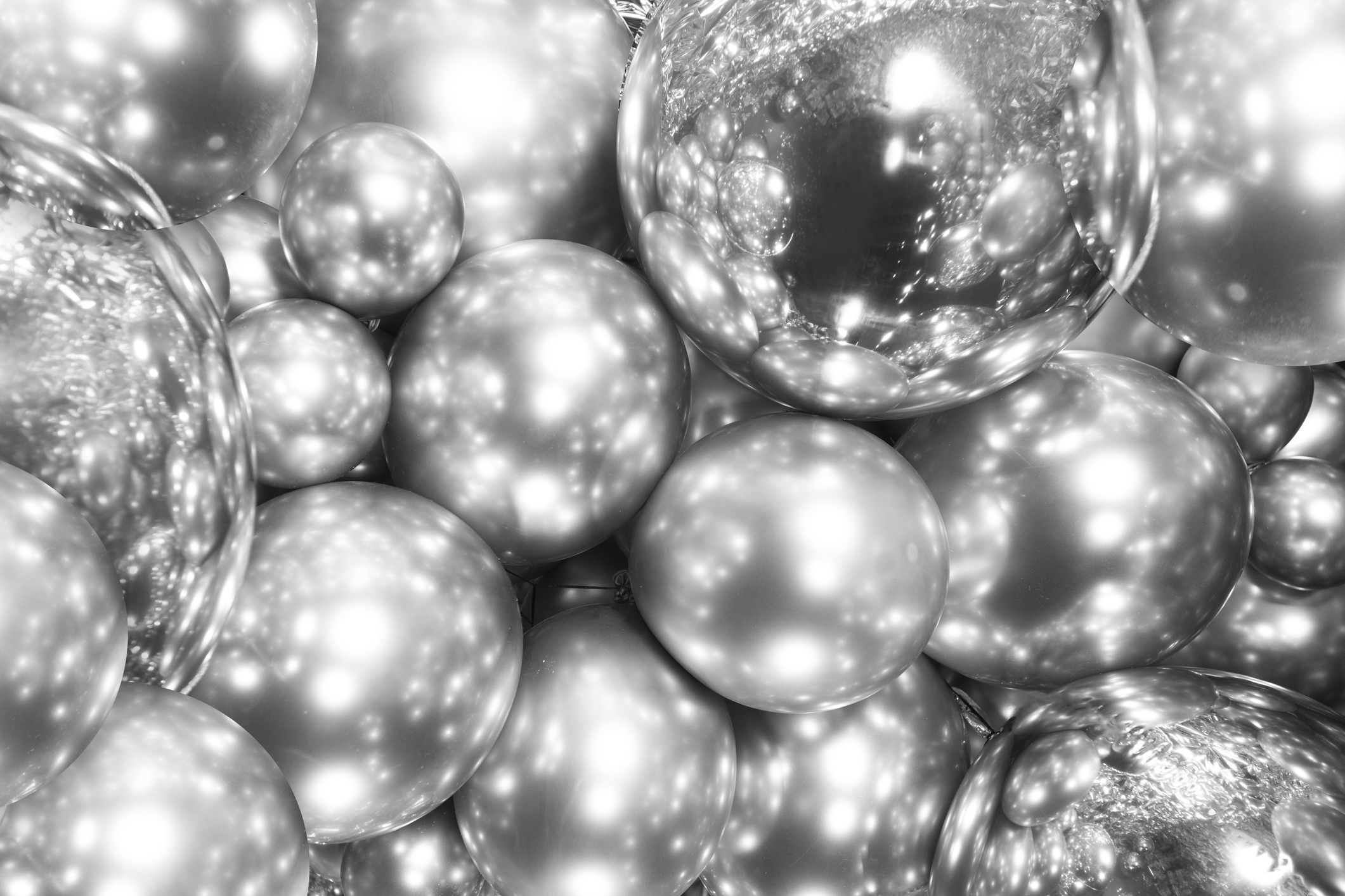 Silver Photo Zone With Air Balloons . New Year 2022 Background