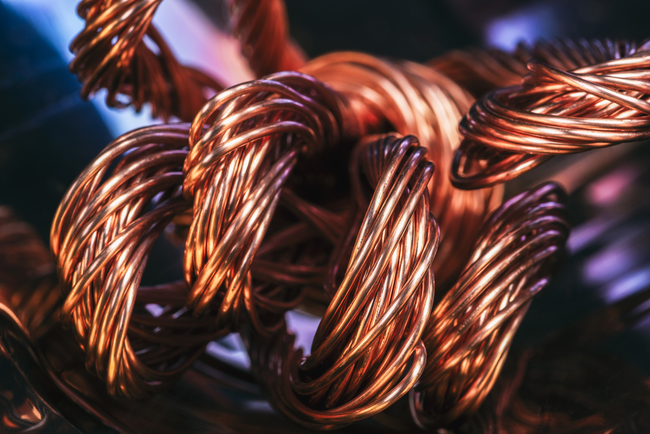 Shiny Copper Wire Coils, Raw Materials For The Metallurgical Industry