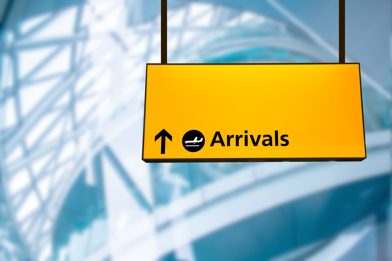 Check In, Airport Departure & Arrival Information Board Sign
