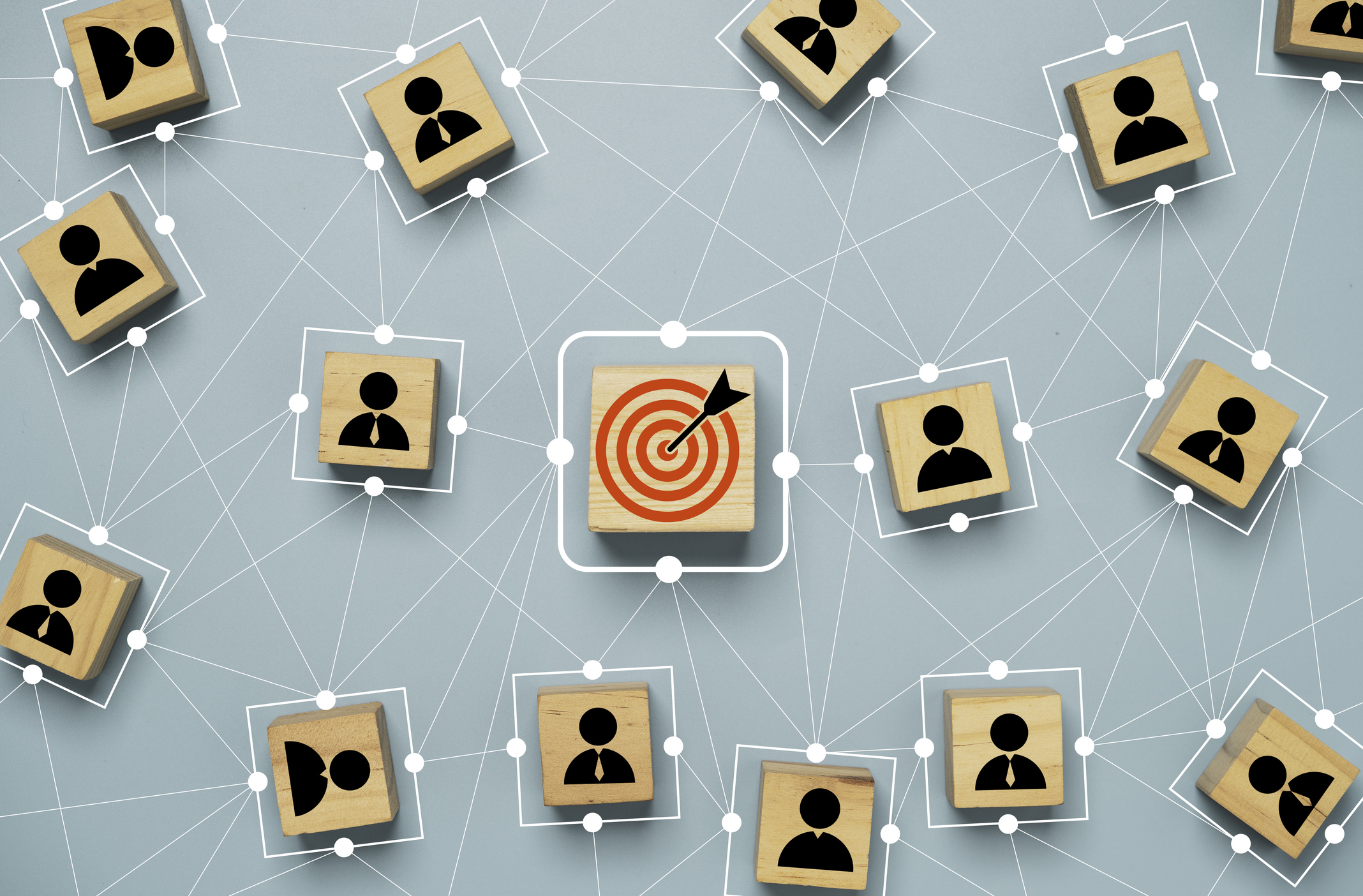 Red Dartboard And Black Arrow Connection Linkage With Human Icon For Customer Focus Target Group And Customer Relation Management Concept.