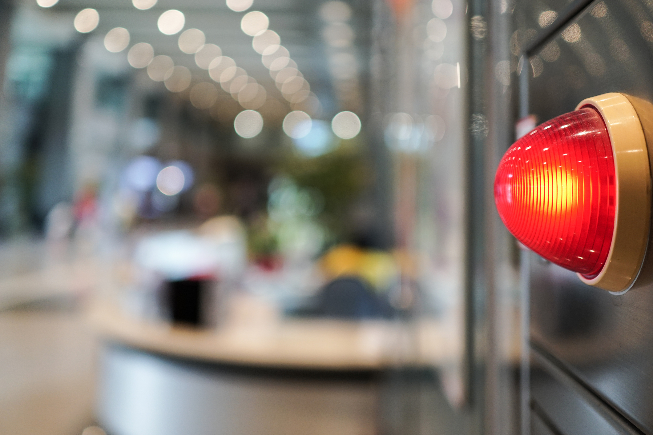 Alarm Bells And Warning Lights For Avoiding Fire. In Public Areas.