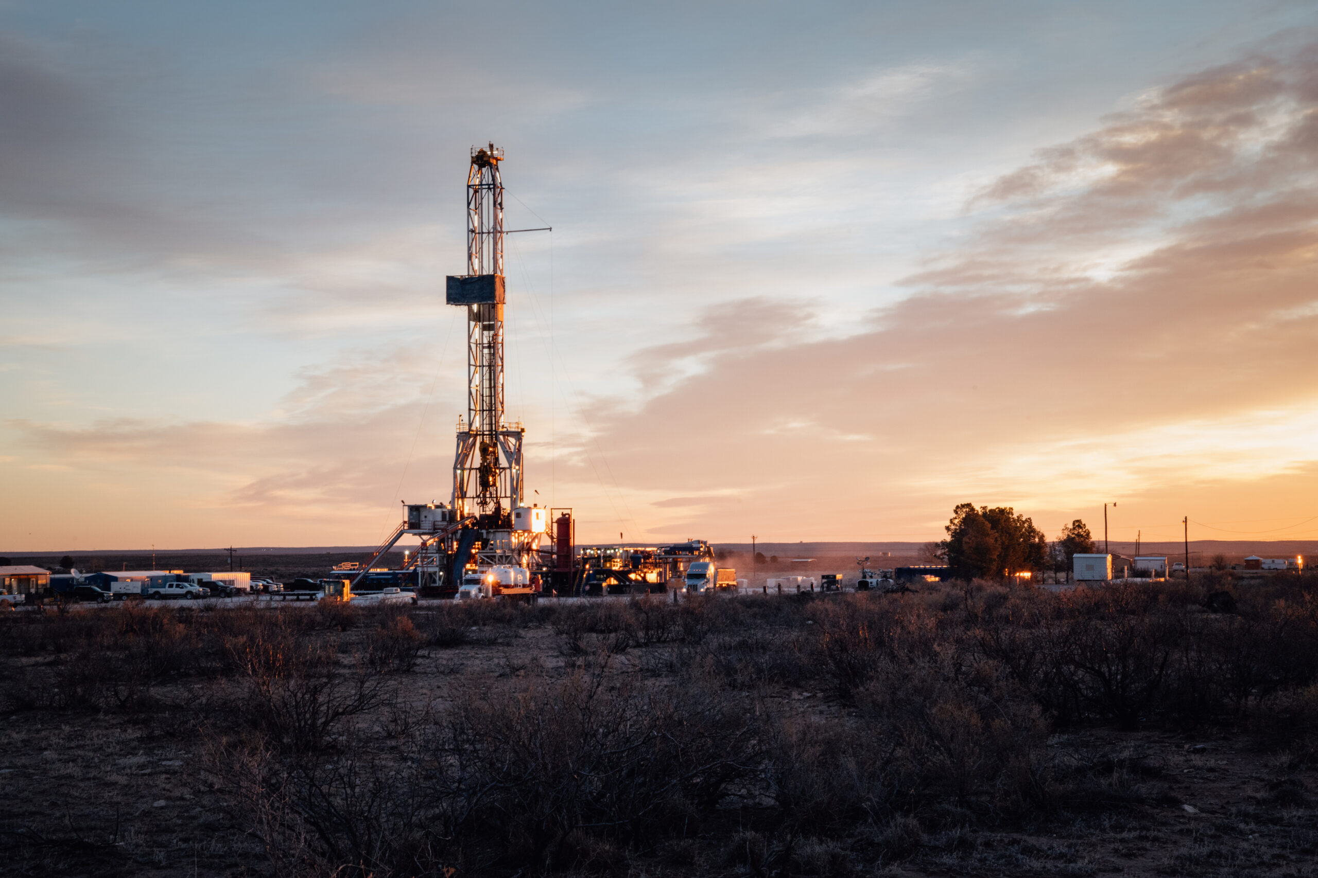 Oil Rig At Sunrise In New Mexico