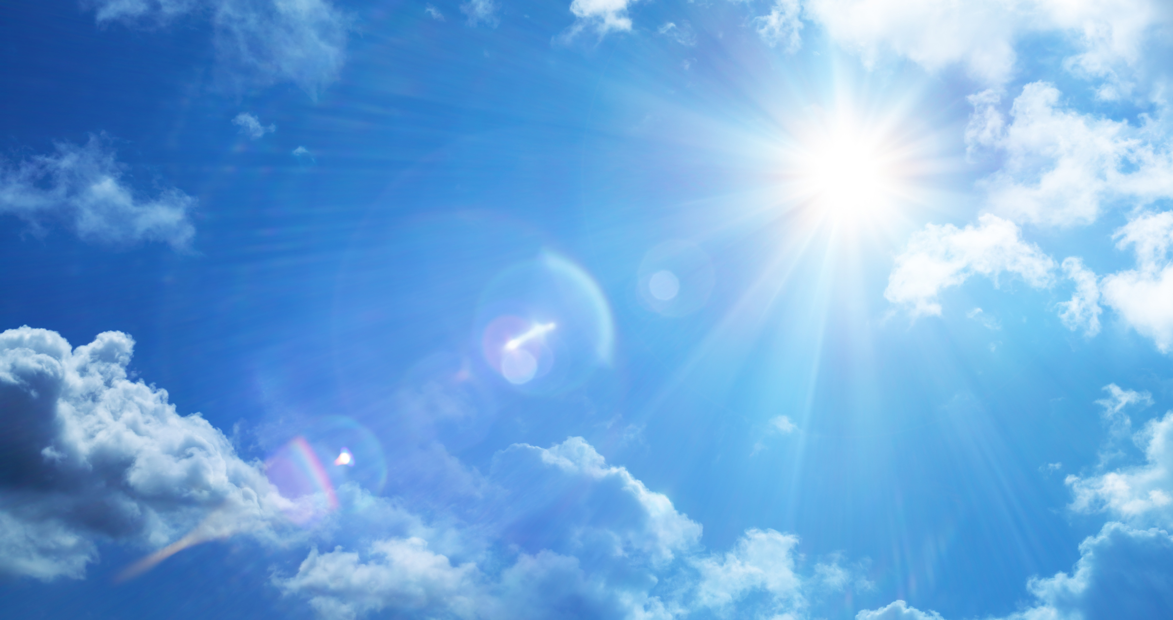 Abstract Weather Concept Sun In Serene Sky With Flare Effect